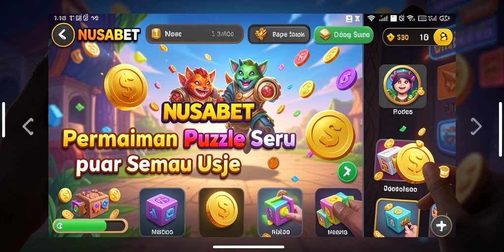 Tampilan gameplay NUSABET yang penuh warna dan menantang.