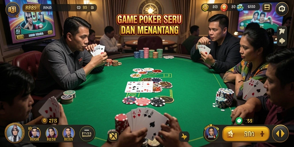 Screenshot gameplay RR89 dengan suasana meja Poker yang intens.